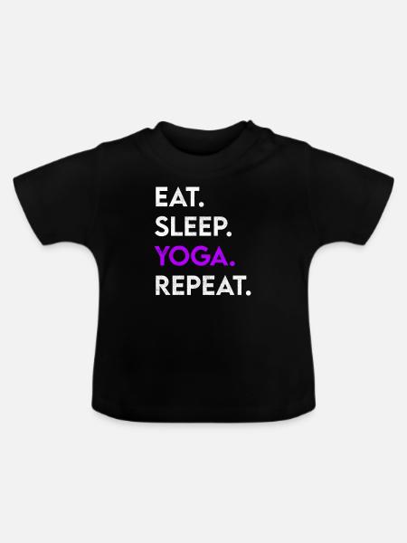 eat sleep yoga repeat - Baby Bio-T-Shirt mit Rundhals - Schwarz