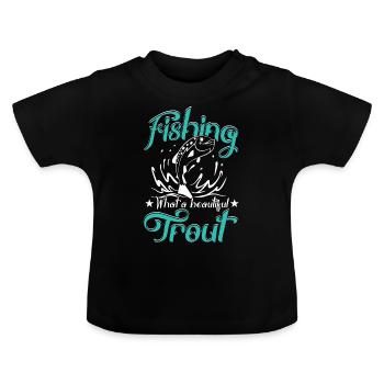 Fishing Thoughts - Baby Organic T-Shirt with Round Neck - black - Front