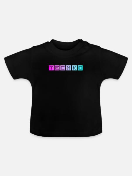 Techno - Baby Bio-T-Shirt mit Rundhals - Schwarz