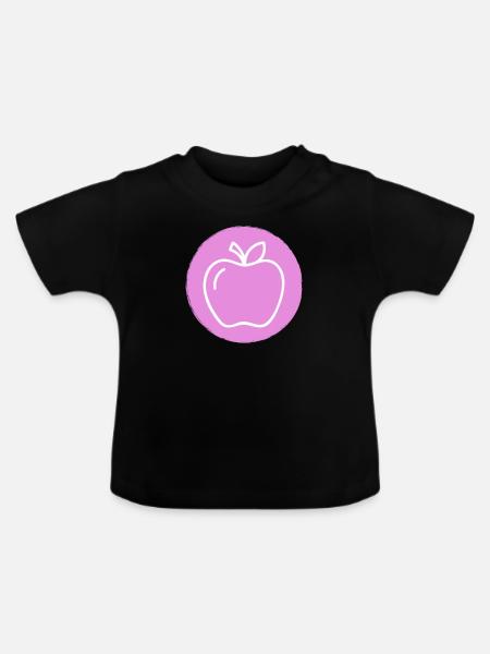 Apfel - Baby Bio-T-Shirt mit Rundhals - Schwarz