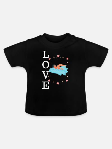 Comedy Schwimmen - Baby Bio-T-Shirt mit Rundhals - Schwarz