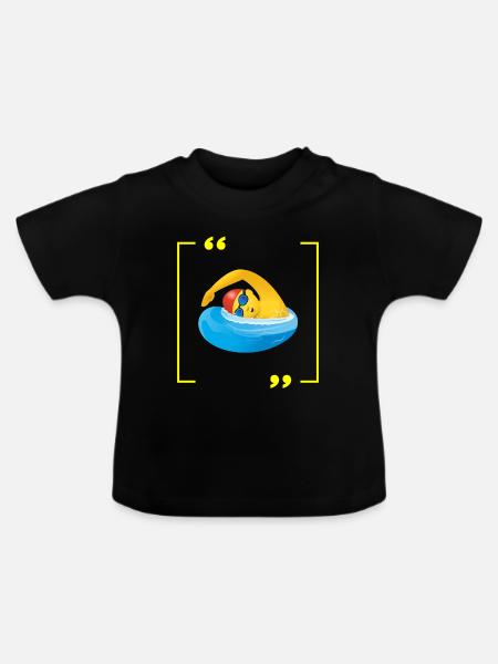 Comedy Schwimmen - Baby Bio-T-Shirt mit Rundhals - Schwarz