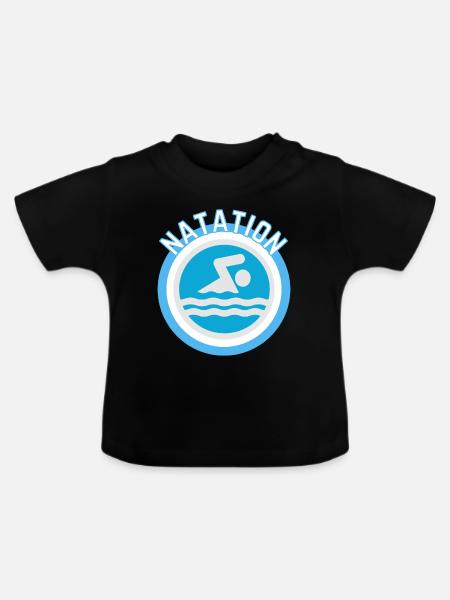 Schwimmbad - Baby Bio-T-Shirt mit Rundhals - Schwarz