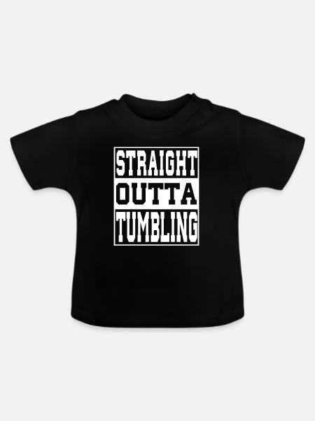 Tumbling Spruch lustig - Baby Bio-T-Shirt mit Rundhals - Schwarz