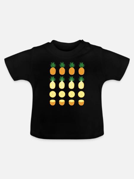 Ananas - Baby Bio-T-Shirt mit Rundhals - Schwarz