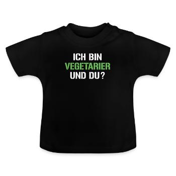 Dicton végétarien - T-shirt bio col rond Bébé - noir - Devant
