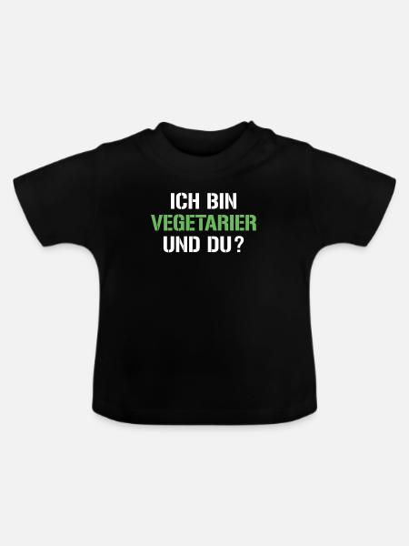 Vegetarier Spruch - Baby Bio-T-Shirt mit Rundhals - Schwarz