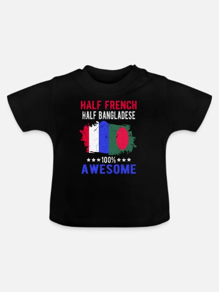Halb Franzose Halb Bangladescher - Baby Bio-T-Shirt mit Rundhals - Schwarz