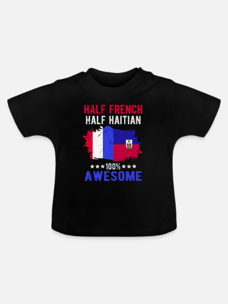 Halb Franzose Halb Haitianer - Baby Bio-T-Shirt mit Rundhals - Schwarz