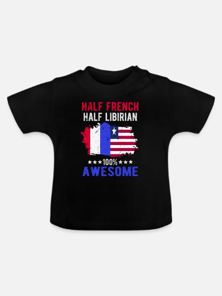 Halb Franzose Halb Libyer - Baby Bio-T-Shirt mit Rundhals - Schwarz