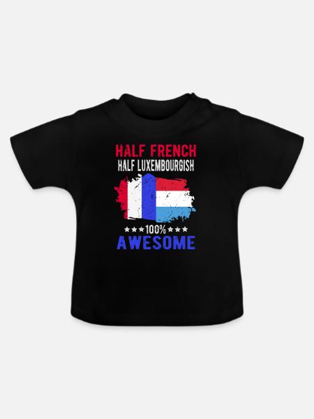 Halb Franzose Halb Luxemburger - Baby Bio-T-Shirt mit Rundhals - Schwarz