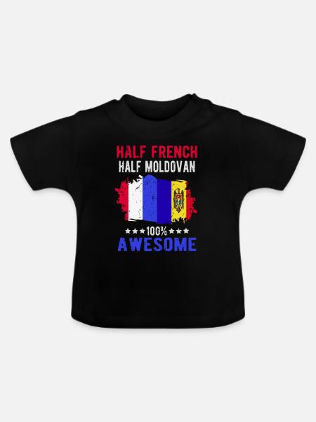 Halb Franzose Halb Moldawier - Baby Bio-T-Shirt mit Rundhals - Schwarz