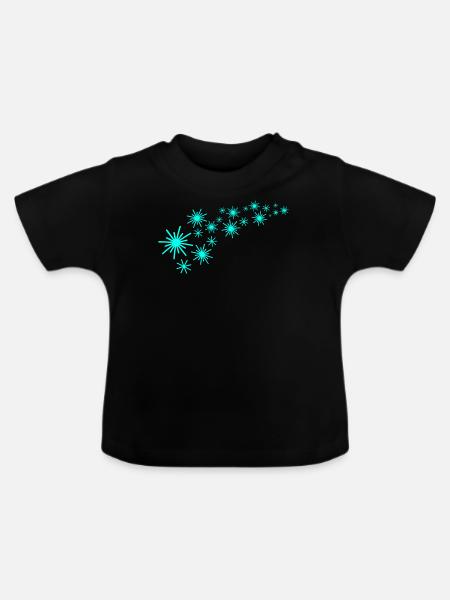 Sternenstaub Mintgrünes Design - Baby Bio-T-Shirt mit Rundhals - Schwarz