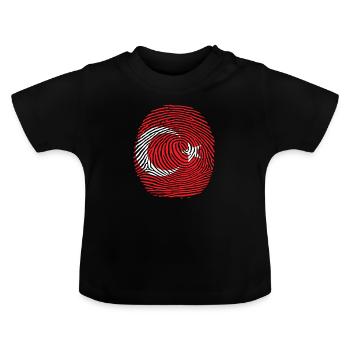 Empreinte digitale du drapeau du pays turc - T-shirt bio col rond Bébé - noir - Devant