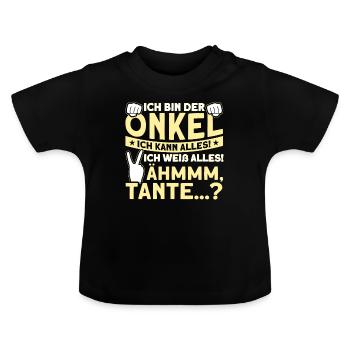 Ich Kann Alles Ich Weiß Alles Tante Onkel - Baby Bio-T-Shirt mit Rundhals - Schwarz - Vorne