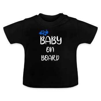Bébé à bord Bleu - T-shirt bio col rond Bébé - noir - Devant