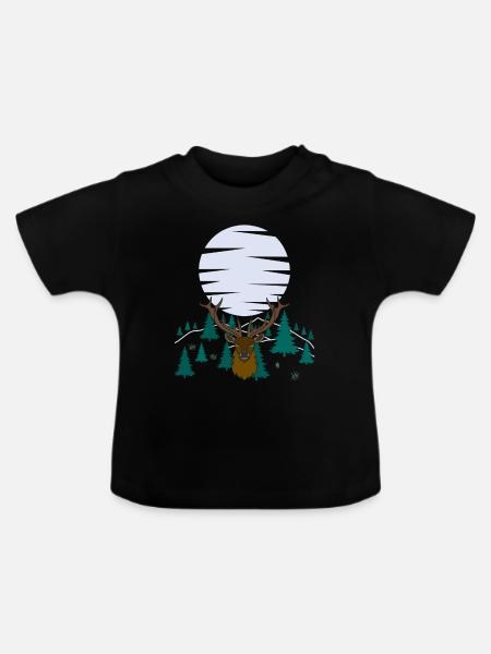 Hirsch Mond Geweih mit Hirschgeweih - Baby Bio-T-Shirt mit Rundhals - Schwarz