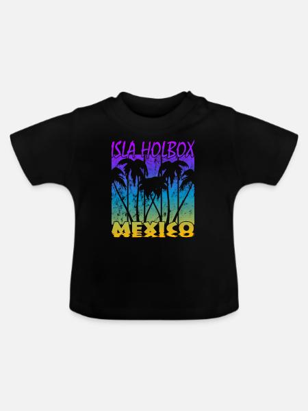 Isla Holbox Mexico - Baby Bio-T-Shirt mit Rundhals - Schwarz