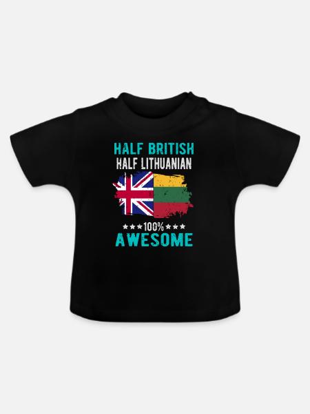 Halb Brite Halb Litauer - Baby Bio-T-Shirt mit Rundhals - Schwarz