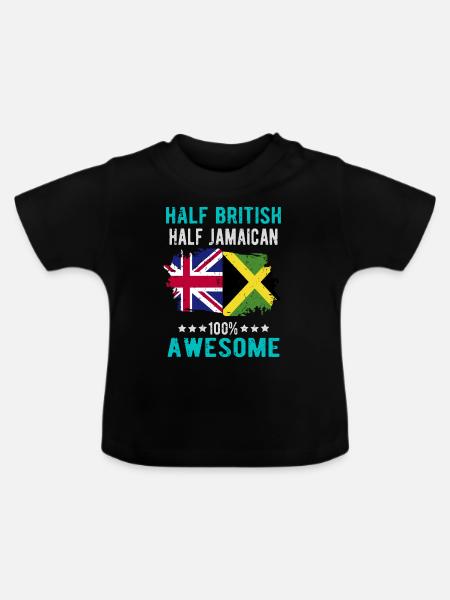 Halb Brite Halb Jamaikaner - Baby Bio-T-Shirt mit Rundhals - Schwarz