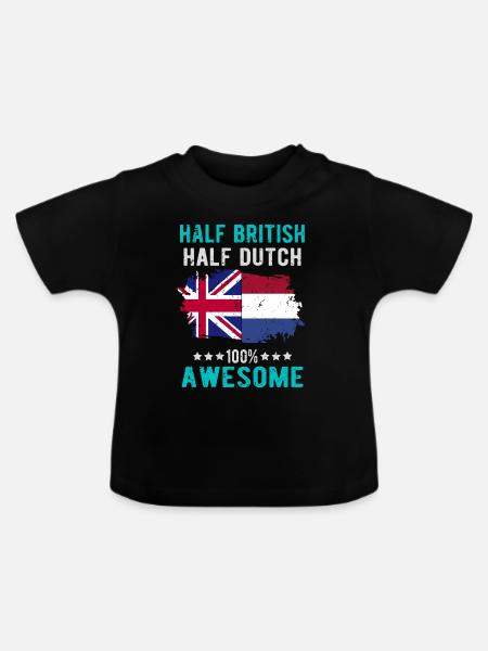 Halb Brite Halb Niederländer - Baby Bio-T-Shirt mit Rundhals - Schwarz