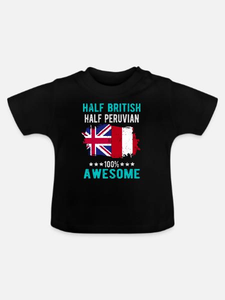 Halb Brite Halb Peruaner - Baby Bio-T-Shirt mit Rundhals - Schwarz