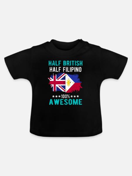 Halb Brite Halb Philippiner - Baby Bio-T-Shirt mit Rundhals - Schwarz