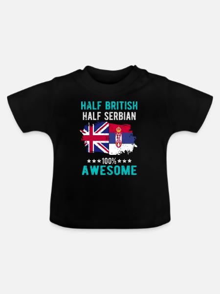 Halb Brite Halb Serbier - Baby Bio-T-Shirt mit Rundhals - Schwarz