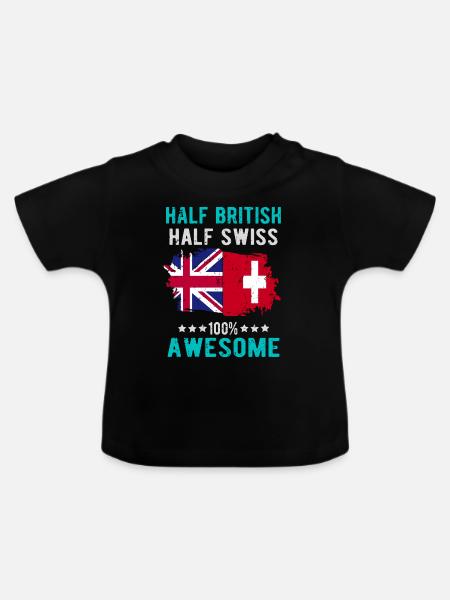 Halb Brite Halb Schweizer - Baby Bio-T-Shirt mit Rundhals - Schwarz