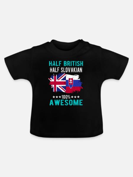 Halb Brite Halb Slowake - Baby Bio-T-Shirt mit Rundhals - Schwarz