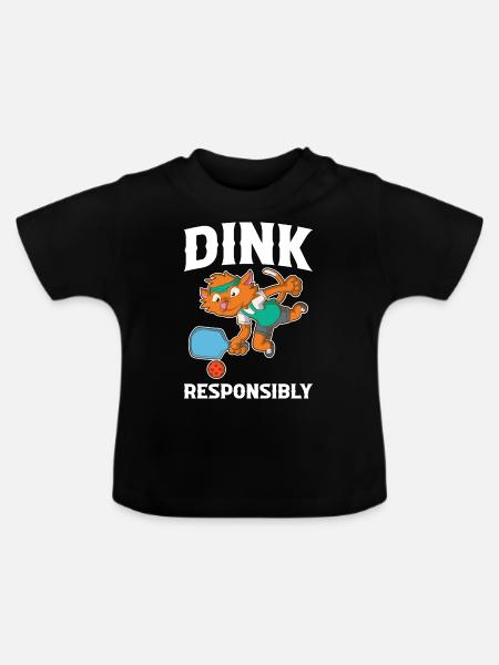 Dink Responsibly Pickleball Pickleball Geschenk - Baby Bio-T-Shirt mit Rundhals - Schwarz
