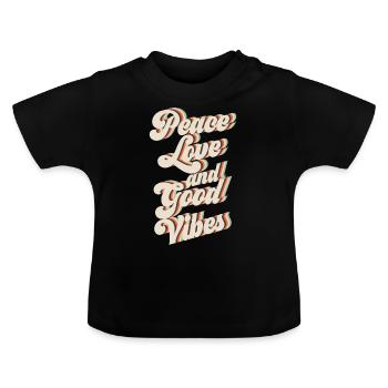 Paix Amour Et Bonnes Vibrations - T-shirt bio col rond Bébé - noir - Devant