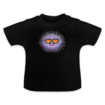 Lustiger Seeigel mit Sonnenbrille Lustiger Seeigel - Baby Bio-T-Shirt mit Rundhals - Schwarz - Vorne
