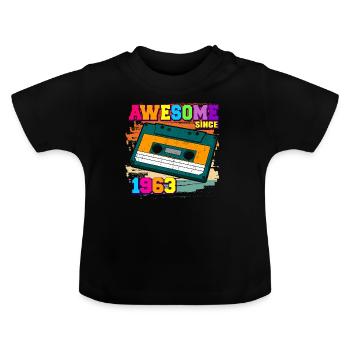 Awesome since 1963 Kassette 60er 59. Geburtstag - Baby Bio-T-Shirt mit Rundhals - Schwarz - Vorne