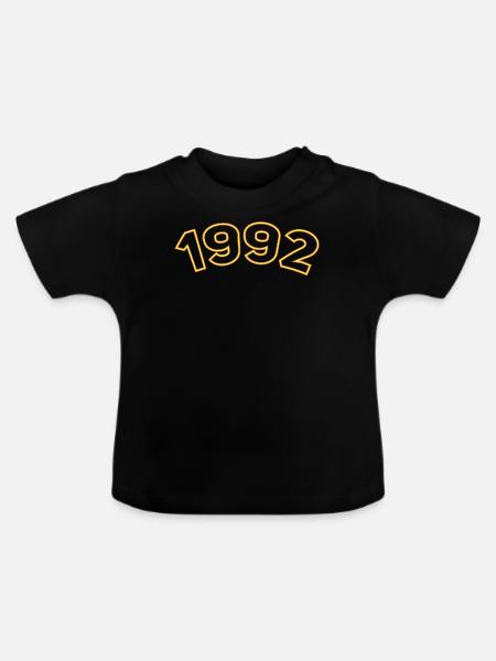 Jahr 1992 Gelb Simpel - Baby Bio-T-Shirt mit Rundhals - Schwarz