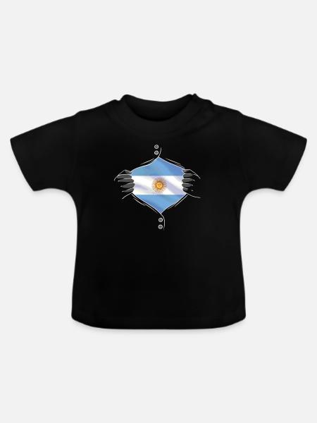 Argentina flag proud - Baby Bio-T-Shirt mit Rundhals - Schwarz