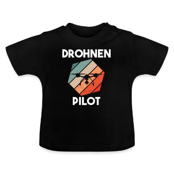 Drohnenpilot Spruch - Baby Bio-T-Shirt mit Rundhals - Schwarz - Vorne