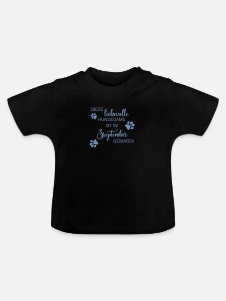 Liebevolle Hundedame September Geburtsmonat - Baby Bio-T-Shirt mit Rundhals - Schwarz