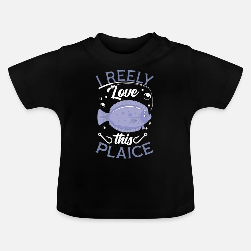 Reely Nice Plaice - Baby Bio-T-Shirt mit Rundhals - Schwarz