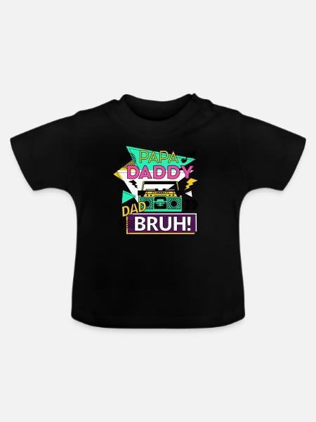 Papa Daddy Dad Bruh - Baby Bio-T-Shirt mit Rundhals - Schwarz