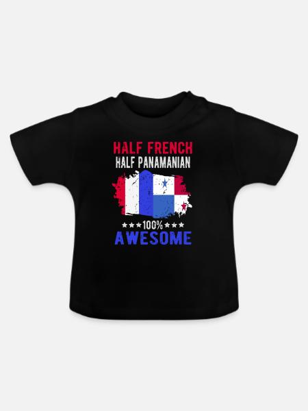 Halb Franzose Halb Panamese - Baby Bio-T-Shirt mit Rundhals - Schwarz