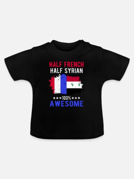 Halb Franzose Halb Syrier - Baby Bio-T-Shirt mit Rundhals - Schwarz