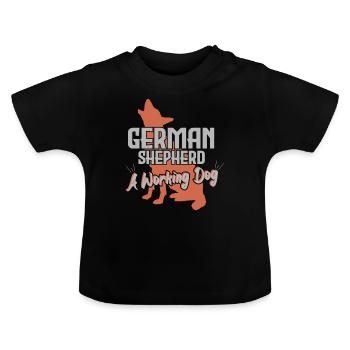 German Shepherd A Working Dog - Baby Organic T-Shirt with Round Neck - black - Front
