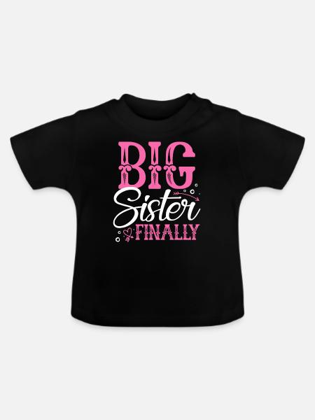 Große Schwester endlich - Baby Bio-T-Shirt mit Rundhals - Schwarz