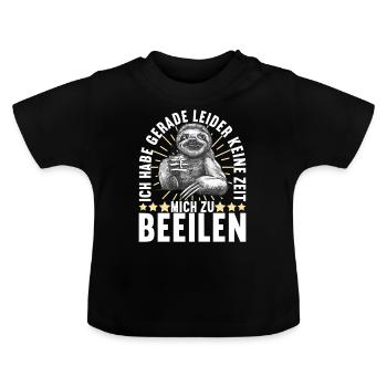 Sloth Lazy Laziness Late riser - Baby Organic T-Shirt with Round Neck - black - Front