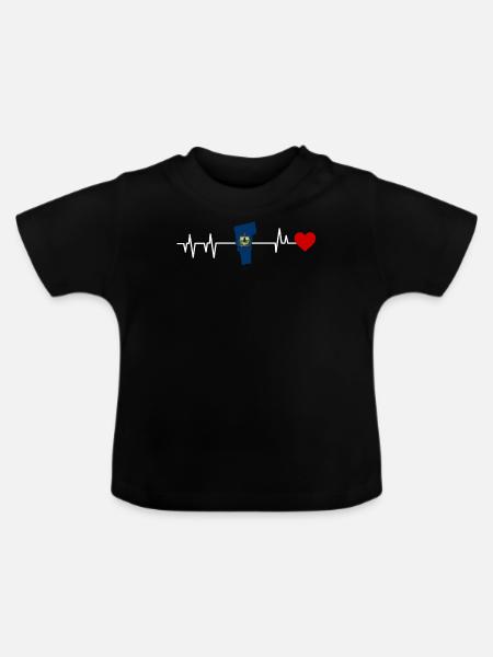 Vermont herzschlag geschenk - Baby Bio-T-Shirt mit Rundhals - Schwarz