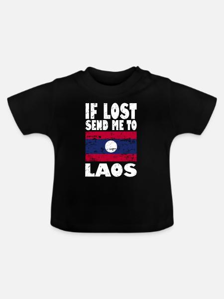 Laos Flagge Spruch - Baby Bio-T-Shirt mit Rundhals - Schwarz