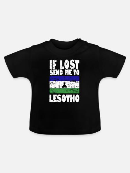 Lesotho Flagge Spruch - Baby Bio-T-Shirt mit Rundhals - Schwarz