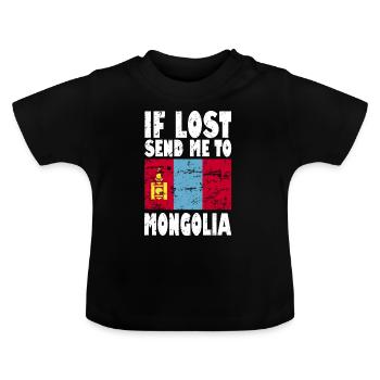 Drapeau de Mongolie - T-shirt bio col rond Bébé - noir - Devant