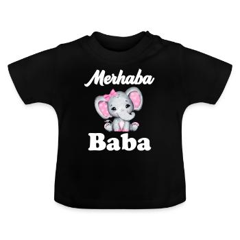 Merhaba Baba hallo Papa Bebek Muslima Muslim Baby - Baby Bio-T-Shirt mit Rundhals - Schwarz - Vorne